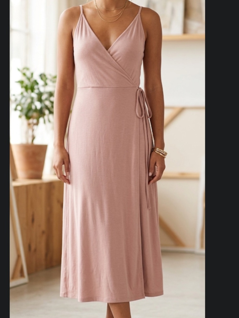 Forever 21 Dusty Rose Wrap Midi Dress Size M